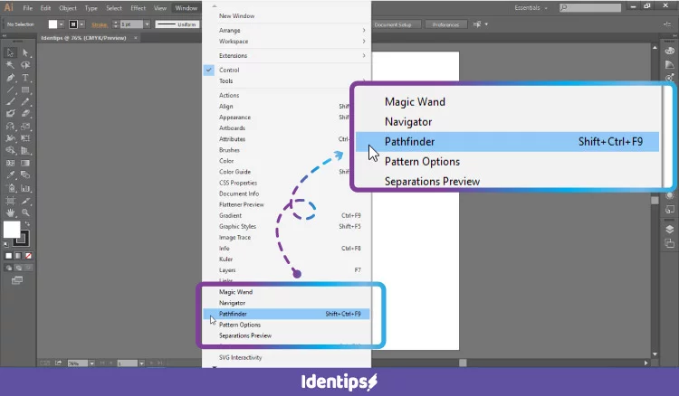 Cara menampilkan panel Pathfinder di Adobe Illustrator